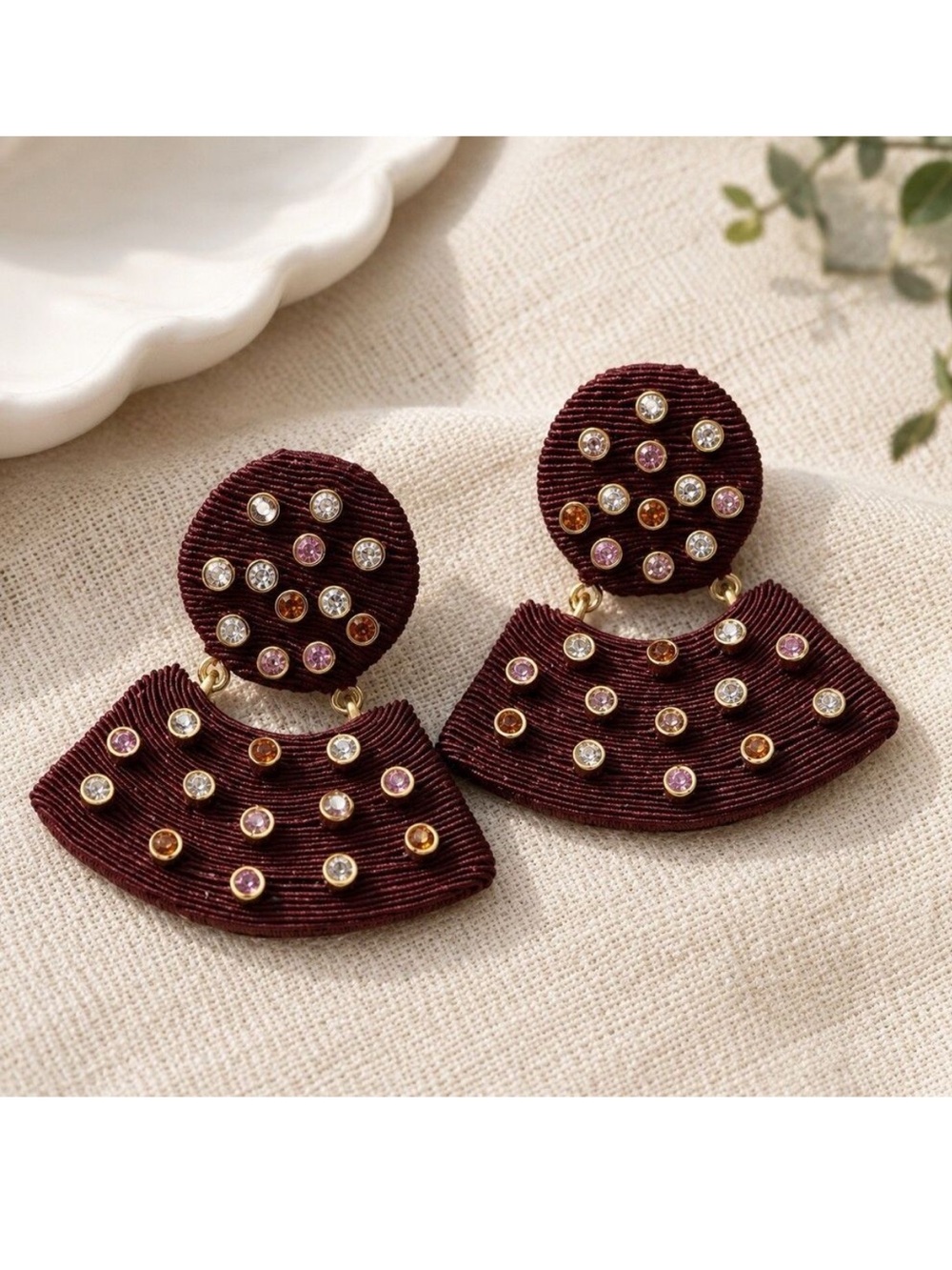 Tuckernuck Brown Gemstone Meritt Statement Fan Drop Earring NWT Bohemian Jewelry
